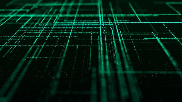 Future digital cyberspace Sorting and analysis digital data Technology matrix algorithm Security storage data 3d rendering