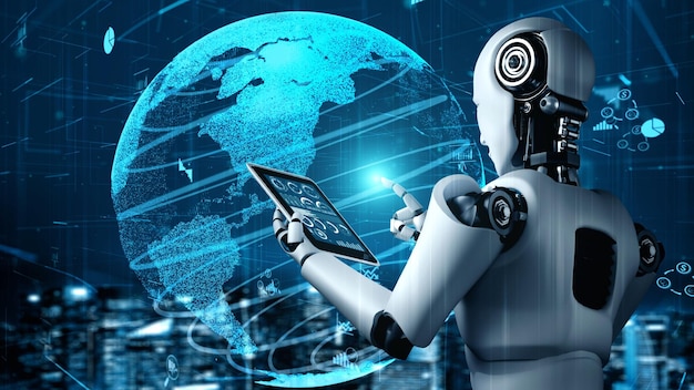future financial technology controll by ai robot huminoid uses machine learning