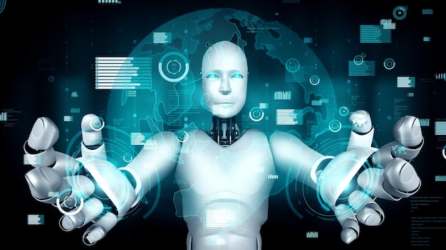 Future financial technology controll by AI robot huminoid uses machine learning