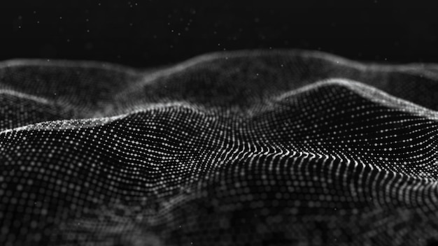 Futuristic background of points and lines with a dynamic wave Big data Abstract background 3d rendering 4k