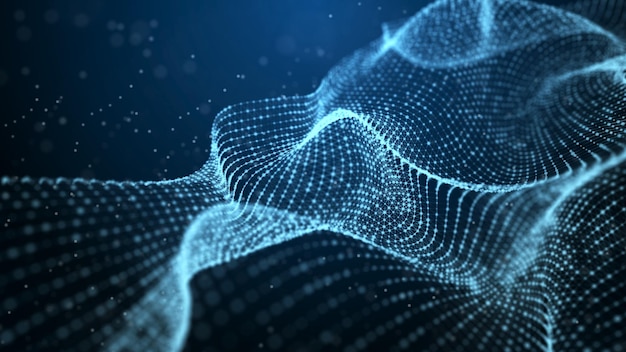 futuristic background of points and lines with a dynamic wave big data abstract background 3d rendering 4k