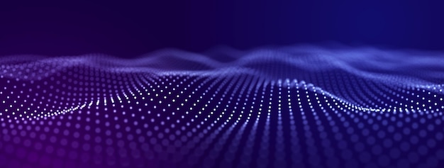 Futuristic background of points with a dynamic wave Excellent data visualization 3D rendering