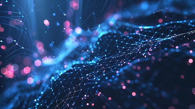 Futuristic cyber background featuring flowing big data