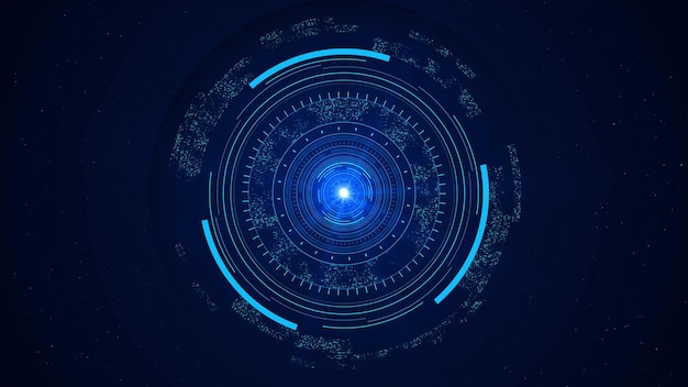 Futuristic Digital Interface with Blue Circular Design