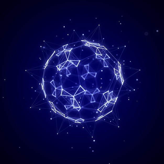 futuristic digital shape from dots and lines network connection structure big data visualization 3d rendering