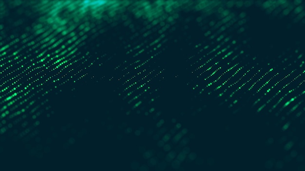 Futuristic dots background with a dynamic wave Big data visualization 3d rendering
