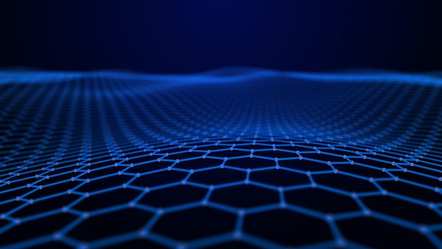 Futuristic hexagon abstract background Analysis and automation of data on artificial intelligence Big data 3D