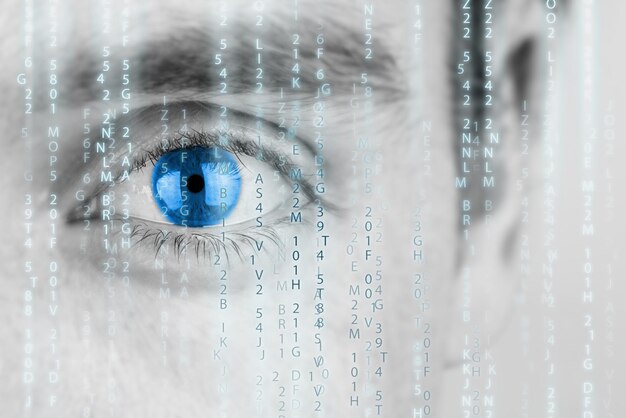 Futuristic image with matrix texture