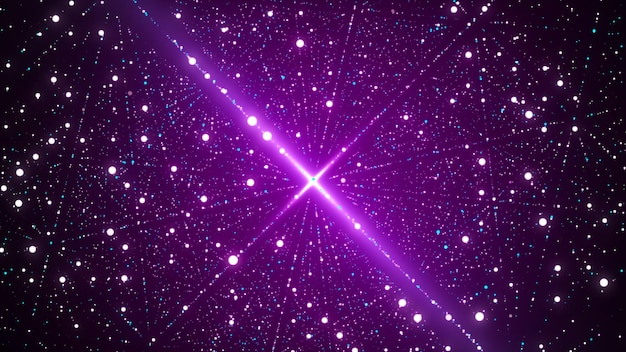 Futuristic infinite flow of scientific data on purple background Network structure of an array of pointsData storage background in cyberspace simulation Big data visualization 3D rendering