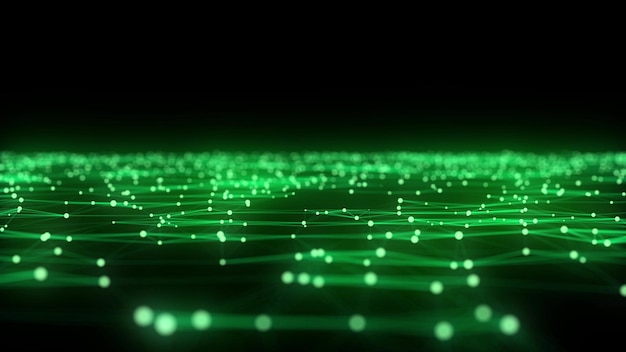 Futuristic moving wave Digital background with moving glowing particles and lines Big data visualization Vector illustration