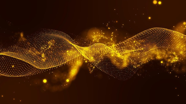 Futuristic point wave Cyber big data flow Blockchain data fields Network line connect stream Big data technology Concept of AI technology digital communication 3d rendering