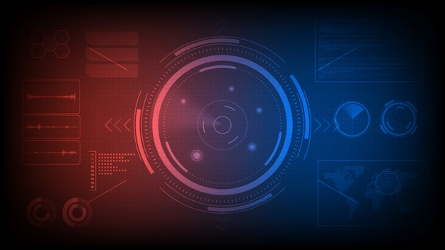 Futuristic radar screen monitor, searching target