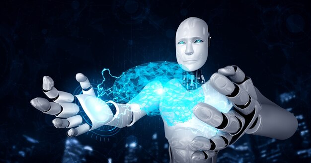 Futuristic robot and data analysis