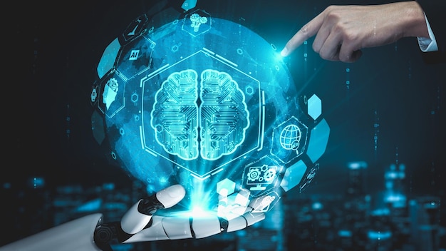 futuristic robot artificial intelligence enlightening ai technology concept