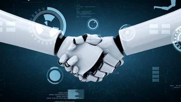 futuristic robot artificial intelligence huminoid ai for industrial factory