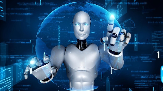 futuristic robot artificial intelligence huminoid ai programming coding