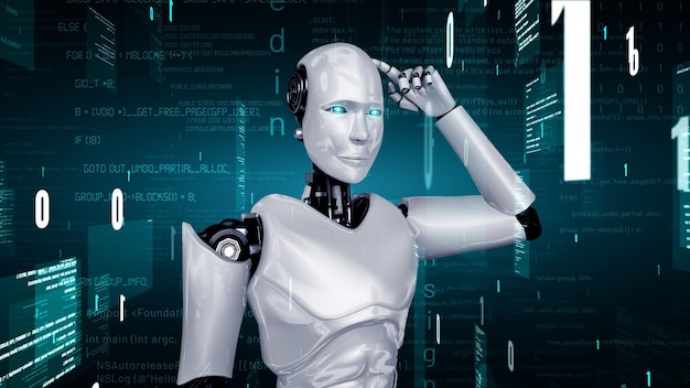 futuristic robot artificial intelligence huminoid ai programming coding