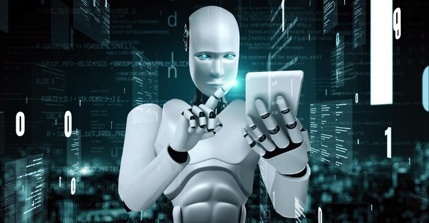 futuristic robot artificial intelligence huminoid ai programming coding