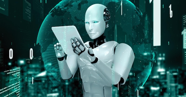 futuristic robot artificial intelligence huminoid ai programming coding