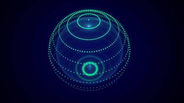 Futuristic sphere made of particles for connect network Flow of particle in cyberspace Space energy concept 3D rendering