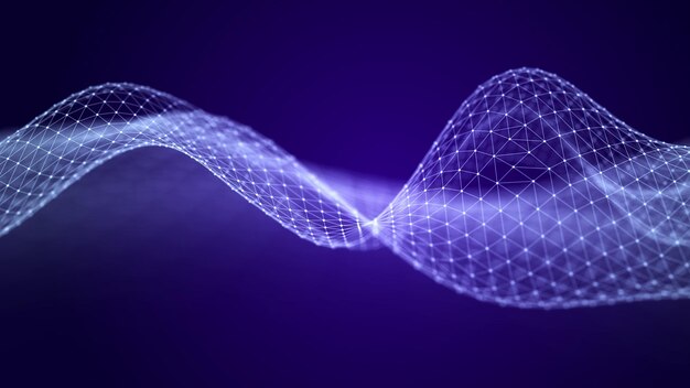 Futuristic wave The structure of the network connection of points and lines Technology concept 3D rendering