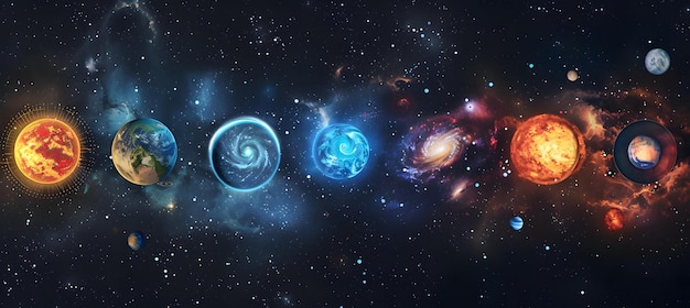 Galactic splendor luminous stars galaxies and planets in expansive astronomical landscape