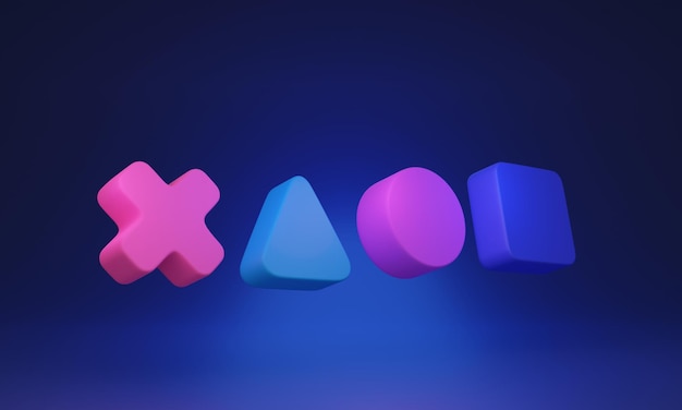 game design concept 3d illustration with minimalistic controller elements