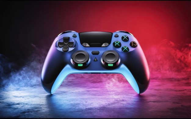gaming console with vibrant controllers representing entertainment and immersive gaming experiences