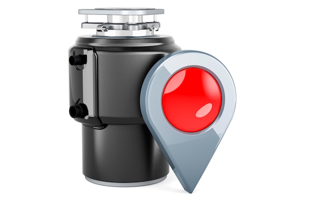 Garbage disposal unit with map pointer 3D rendering