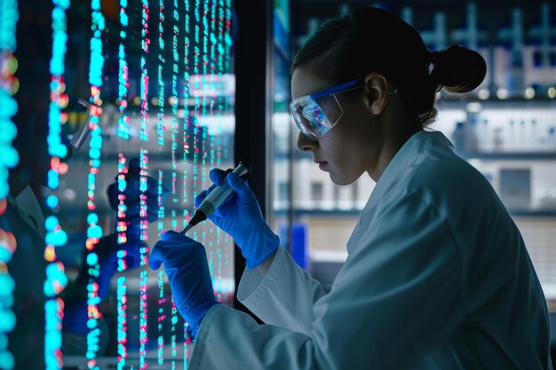 Genomics Research Laboratory A photograph of a genomics research laboratory where scientists conduct experiments and analyze genomic data