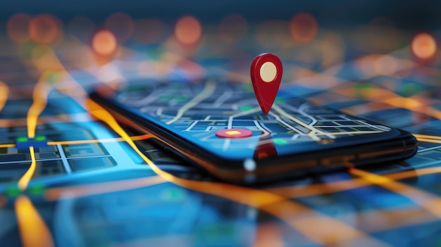 geofencing in action digital map with defined virtual boundaries a location pin and a smartphone with a geofencing app symbolizing locationbased tracking and management solutions