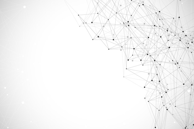 Geometric connected background lines and dots. Simple technology abstract graphic background design, illustration.