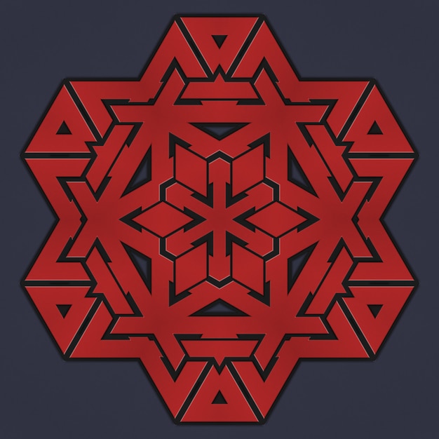 geometric pattern of red color, scandinavian celtic style. illustration of an abstract woven pattern background. elements of a geometric pattern on a dark background