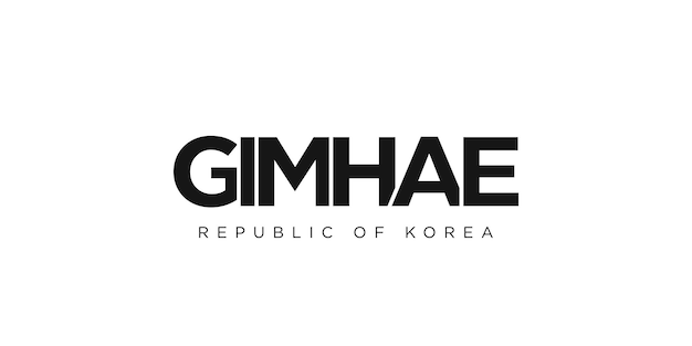 Gimhae in the Korea emblem The design features a geometric style vector illustration with bold typography in a modern font The graphic slogan lettering