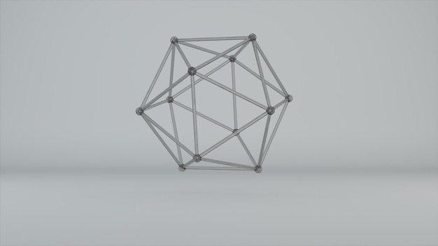Glass model of molecular lattice 3d rendering