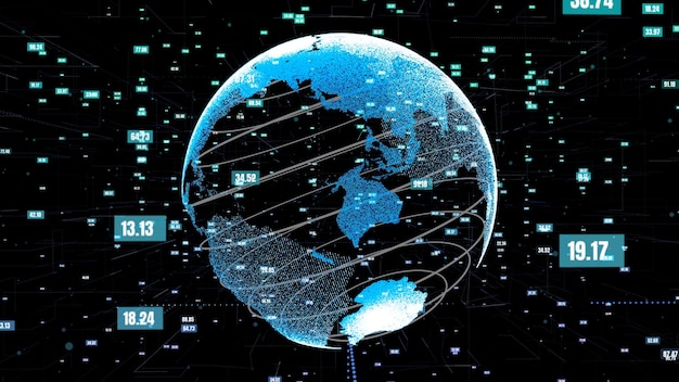 Global data science technology and computer programming abstract