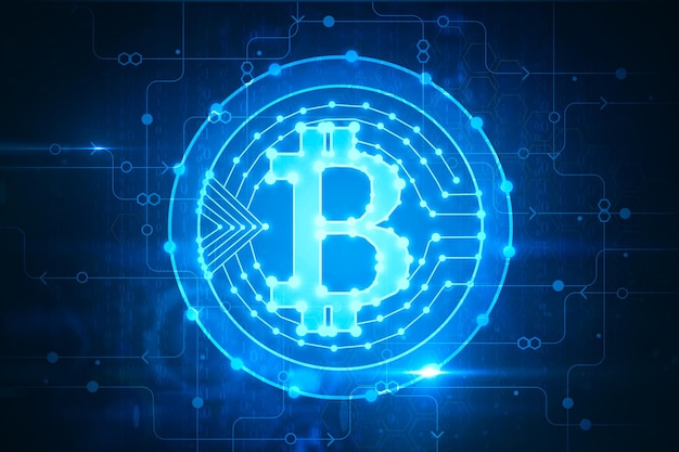 Glowing bitcoin backdrop