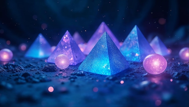 Glowing Crystal Pyramids