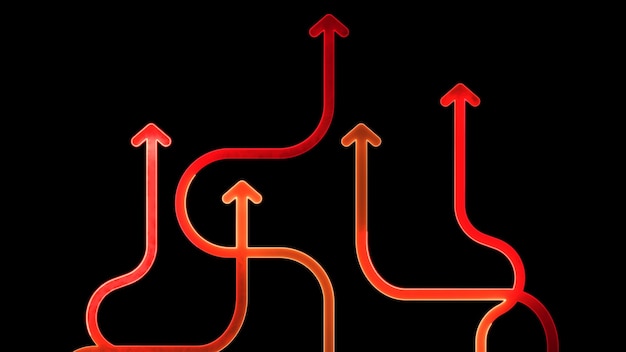 glowing looping icon investment graph neon effect black background