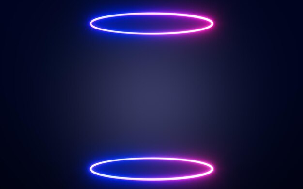 Glowing neon lines with dark background 3d rendering