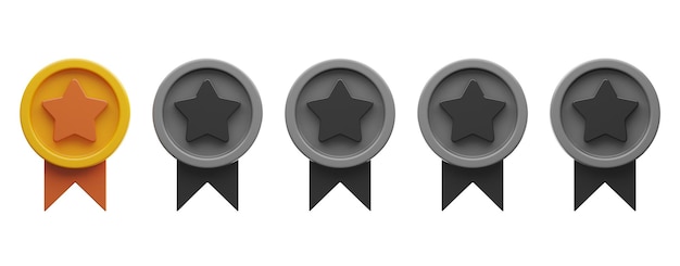 gold reward icon 3d rendering on isolated background