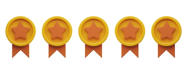gold reward icon 3d rendering on isolated background
