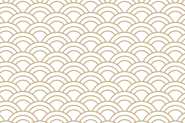 Gold Seigaiha Japanese wave pattern design element