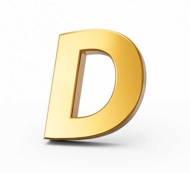 Golden alphabet D on white isolated background 3D Golden Letters numbers 3d Illustration