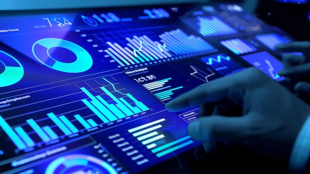 graph and diagram finance technology dashboard on screen