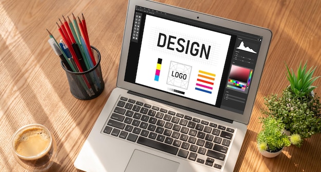 graphic designer software for modern design of web page and commercial ads