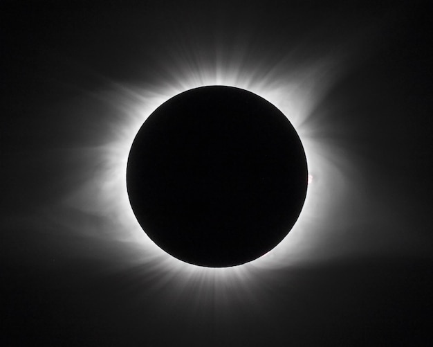 Grayscale shot of the total solar eclipse