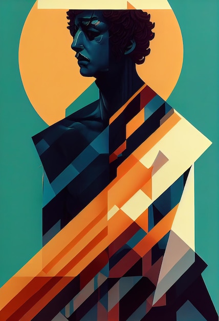 Greek statue bust illustration
