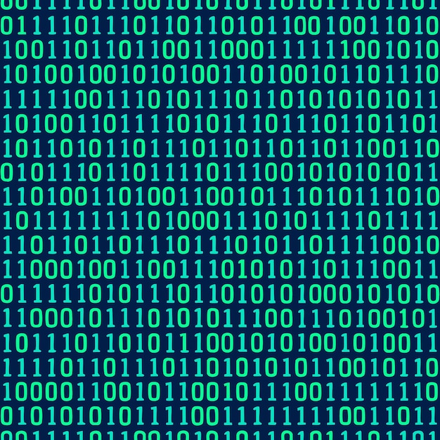Green binary code consisting of ones and zeros is arranged in a repeating pattern