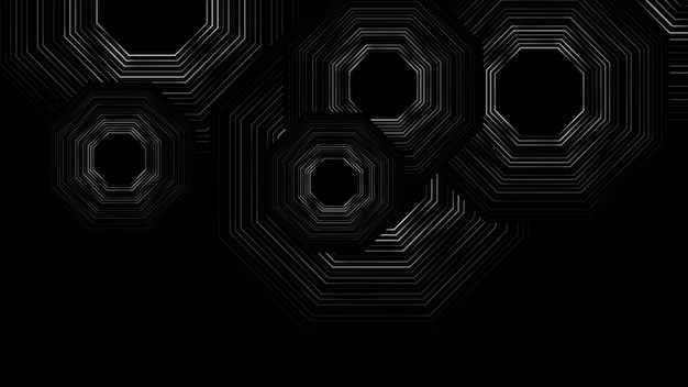 Grey metallic minimal linear octagons abstract futuristic tech background